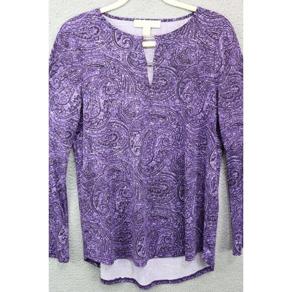 Michael Kors Long Belled Sleeve Tunic-Size Medium-Boho-Paisley - Picture 2 of 10